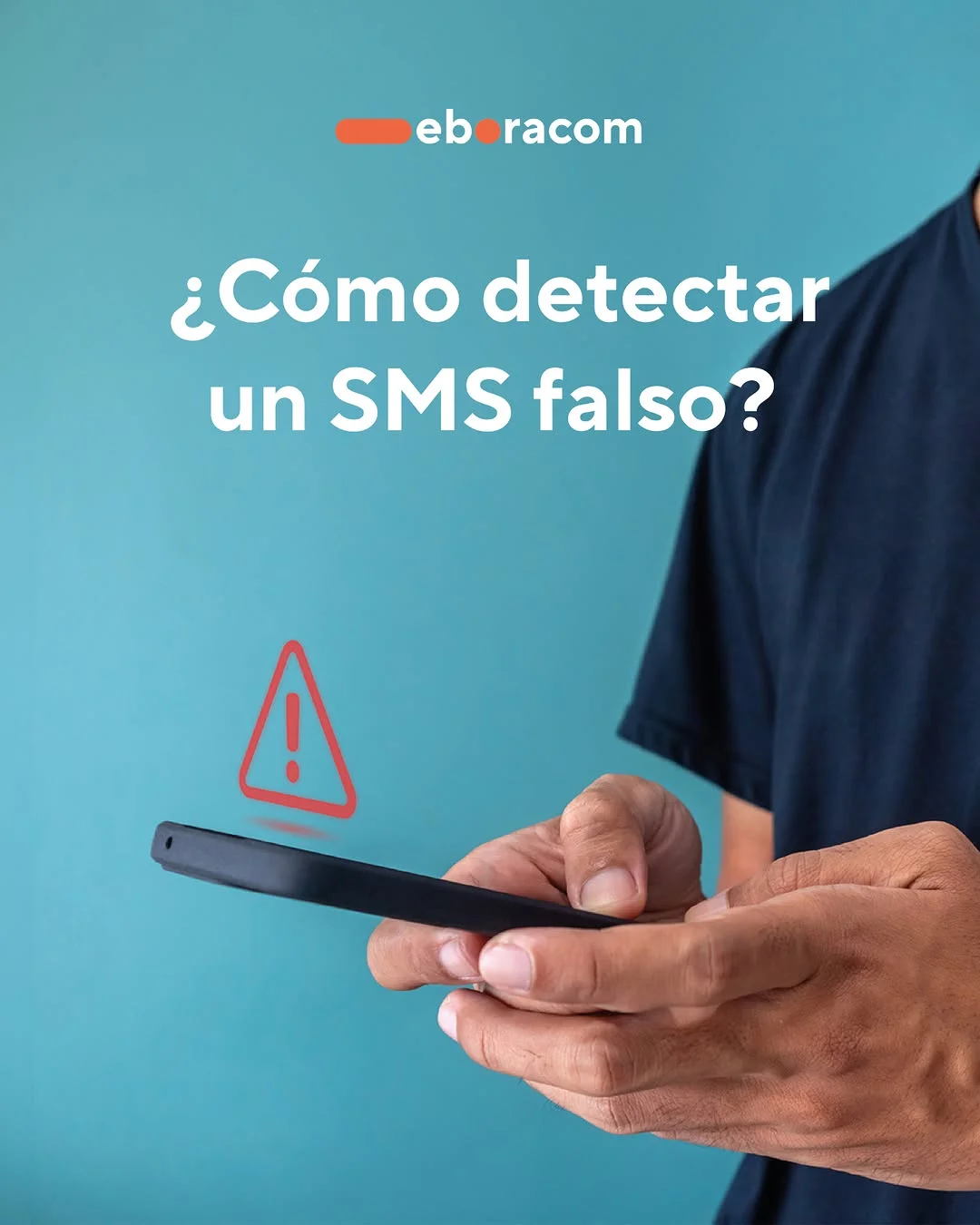 persona revisando en el móvil un SMS falso con un aviso de alerta de estafa