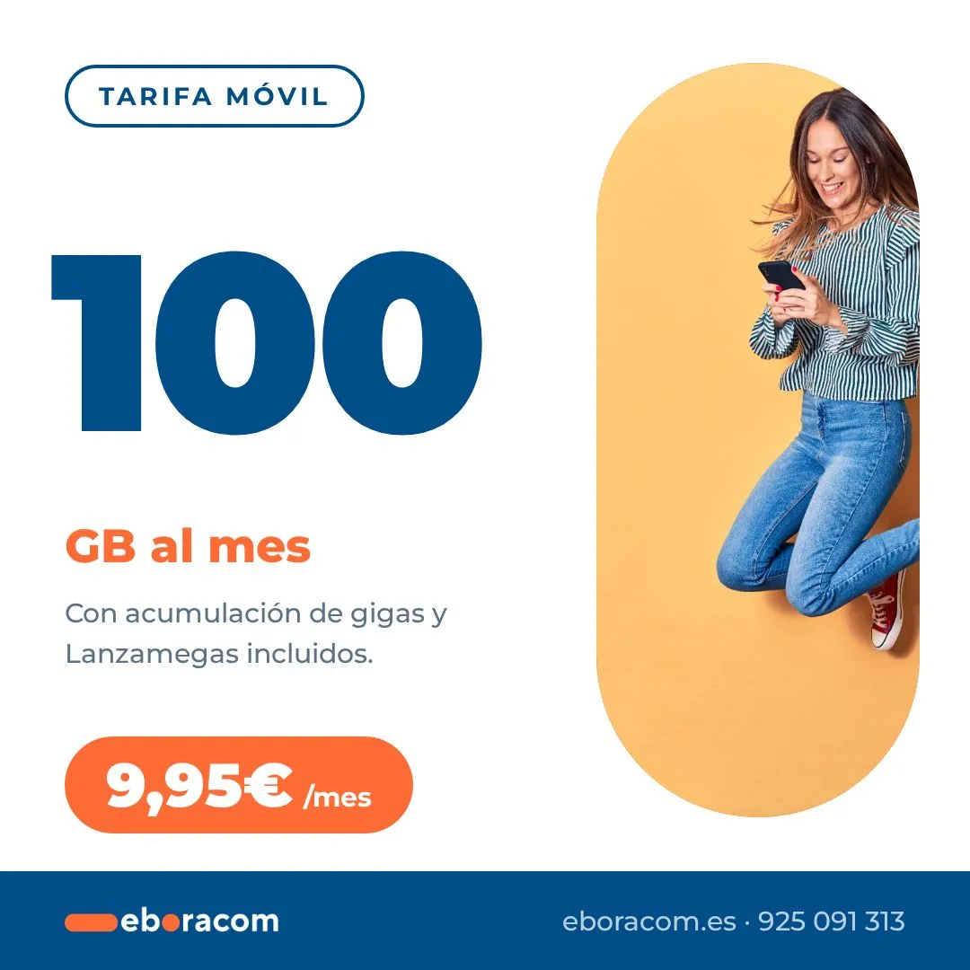 Tarifa móvil de Eboracom en Talavera: 100 GB por 9,95 euros al mes