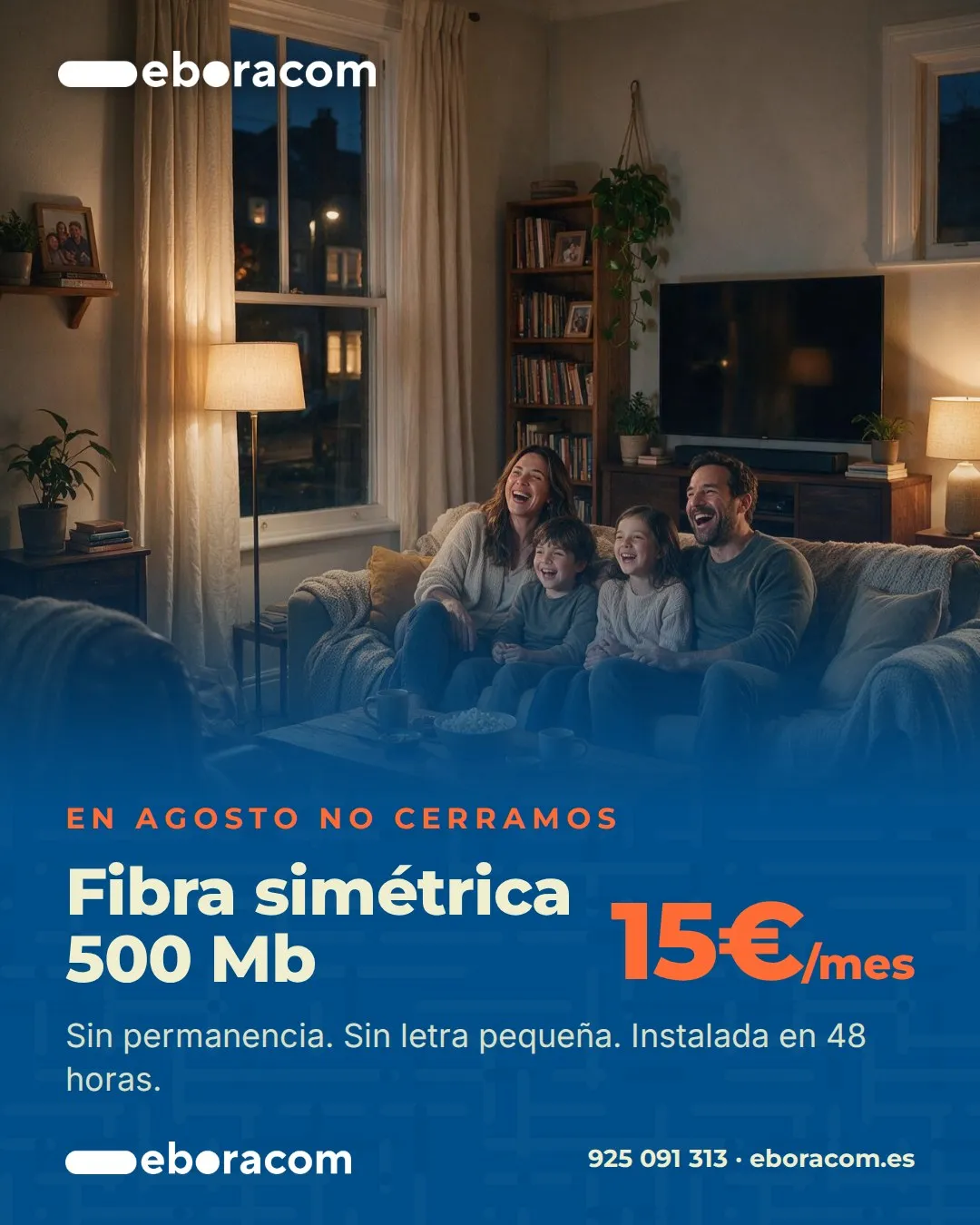 Oferta de fibra de 500 Mb simétricos por 15 euros al mes de Eboracom en Talavera