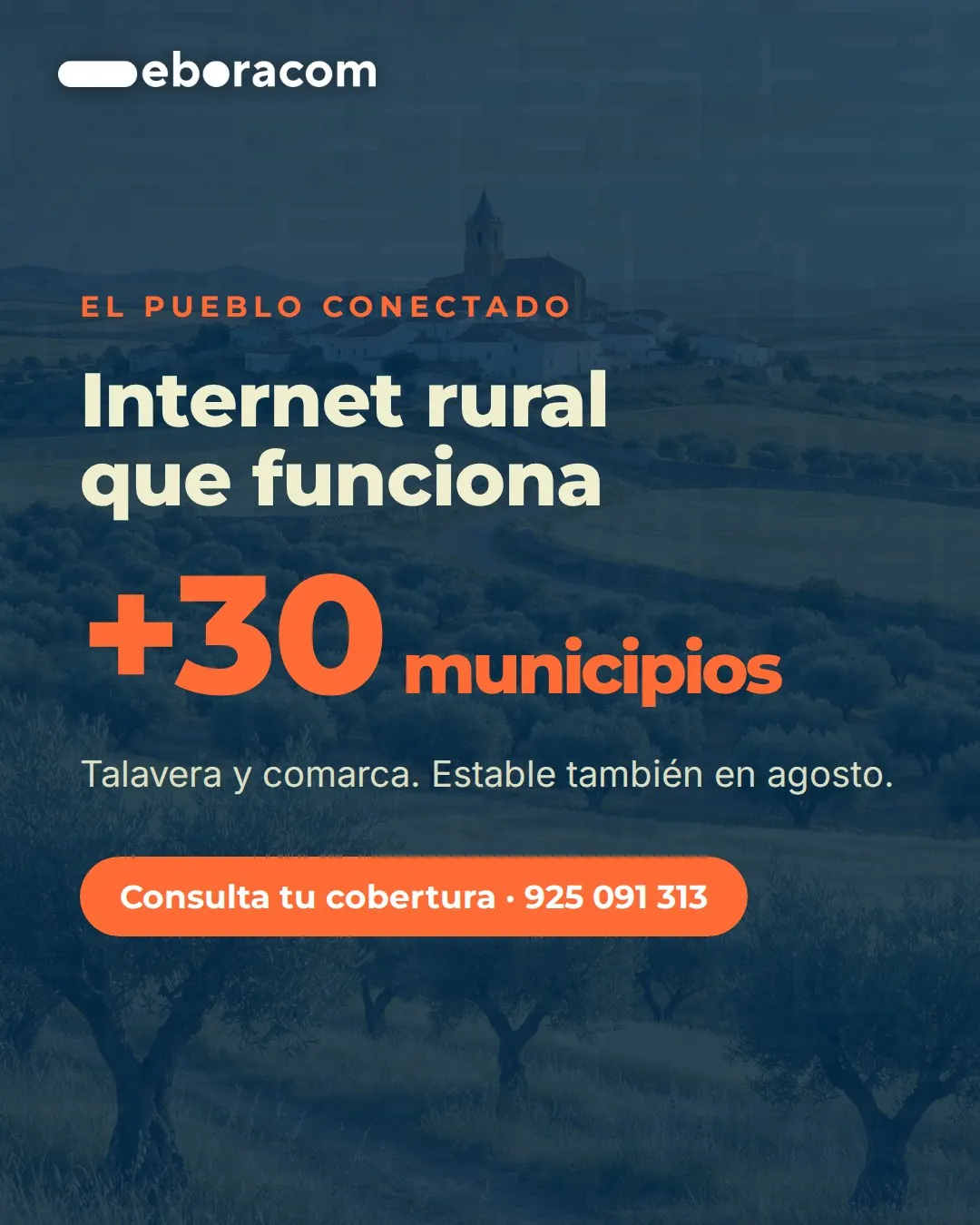 Gráfico de Eboracom sobre internet rural estable en más de 30 municipios de Talavera y comarca